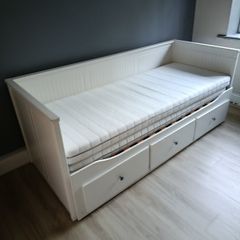 IKEA HEMNES daybed frame in white, complete with 2 mattresses.