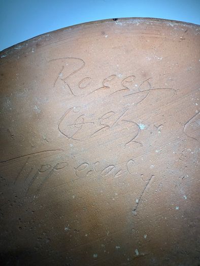 Large Signed Rosso Pottery Studio Dish