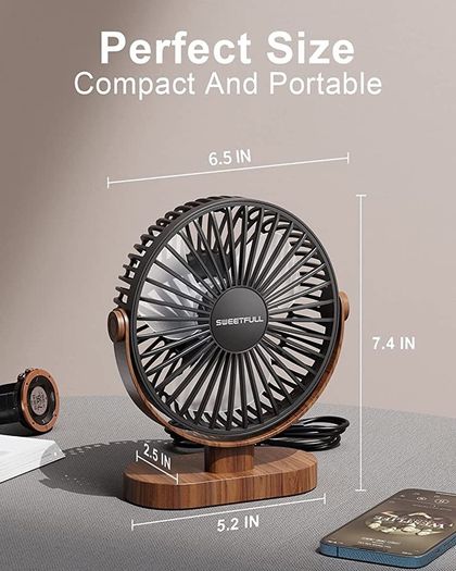 Desk Fan, Small USB Desk Fan Silent, 3 Speeds Portable Personal Desktop Fan, Dual 360 Degree Adjustment Mini Fan, Quiet Operation for Home,Office,School and Outdoor