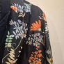 Vintage Zara Oriental Flower Print Navy Silk Jacket Image 4