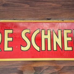 Original Vintage French Biere Schneider Metal Advertising Sign c1930s to 50s