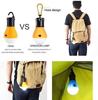 Camping Accessories, Winzwon Camping Lights Tent Lights, Emergency Lights, Gifts for Kids, Waterproof LED Camping Lantern Light Bulb for Camping, Hiking, Fishing, Mountaineering, Power Cuts (FREE POSTAGE)