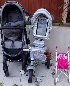 PRAM(Icandy) + boppi Kids 4-In-1 Tricycle Push Along Trike Stroller | Trikes with Parent Steering Handle & Sun Shade | Ideal for Toddlers Girls & Boy