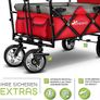Folding handcart with roof, handcart with 3-point belt system, foldable garden trolley, transport trolley with solid rubber tyres, brake and carry bag, black Image 4
