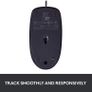 Logitech B100 Wired USB Mouse, 3-Buttons, Optical Tracking, Ambidextrous PC / Mac / Laptop - Black Image 7