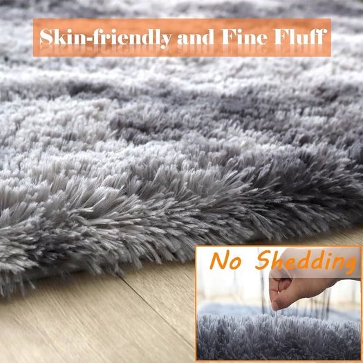 MULTIPLE COLOURS/SIZES AVAILABLE Super Soft Fluffy Area Rug Bedroom Living Room Shaggy Anti-Skid Comfortable Large Rugs Indoor Modern Home Decor Floor Carpet - Dark Grey 120x160