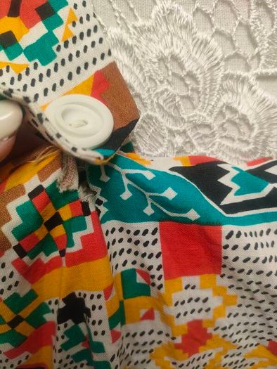 Vintage Pinafore summer dress abstract pattern Made in Ireland size Small Postage included
