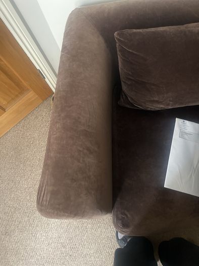Habitat Velvet Loveseat, 1.5 Seater Sofa, Armchair, Brown