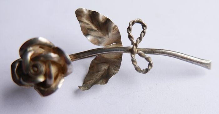 Vintage Sterling Silver Rose Brooch Sterling Flower Brooch Signed 925 - 3,4g