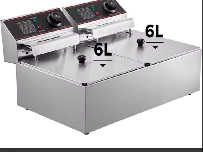 220v Commercial Deep Fryer 2X6L Double Tank Deep Fat Fryer Stainless Steel Chip Fryer 2500W+2500W With Lids