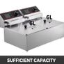 220v Commercial Deep Fryer 2X6L Double Tank Deep Fat Fryer Stainless Steel Chip Fryer 2500W+2500W With Lids Image 6
