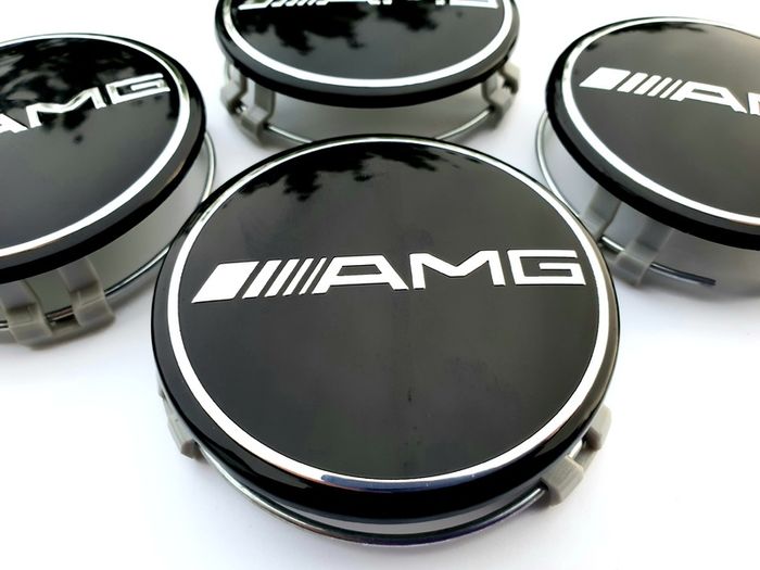 4x AMG Gloss BLACK Mercedes Benz 75mm Alloy Wheel Center Caps cap Hub Cover E S C S CLK 75