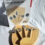 Kikkerland Viking Cheese Board Shield + 3 Axe Knives - NEW Sealed Image 3