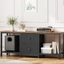 TV Stand Cabinet for TVs up to 55 Media Console with Shelves and 2 Drawers, Metal Frame, for Living Room, Bedroom, 120 x 30 x 50 cm, Rustic Brown and Black Image 2