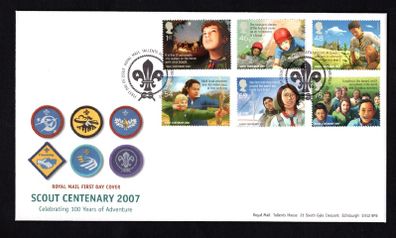 2007 Great Britain EUROPA Stamps - The 100th Anniversary of Scouting Commemorative Stamps addressed First Day Cover (FDC) with Edinburgh pictorial cancel