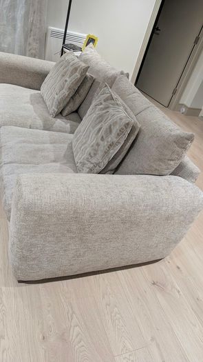 3 Seater Beige Fabric Sofa - Aurora