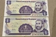 Nicaragua 1991 Uncirculated Centavos Banknotes Consecutive Numbers