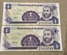 Nicaragua 1991 Uncirculated Centavos Banknotes Consecutive Numbers