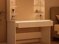 main image for ad Dressing Table 3 Compartments with Lighting Including Distance Sensor Mirror 4 Open Shelves White Dressing Table Cosmetic Table 108 x 40 cm
