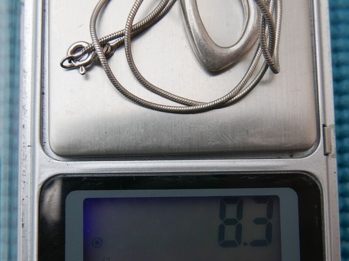 Vintage Sterling Silver 926 Triangle Pendant Necklace on Snake Chain 8,3g