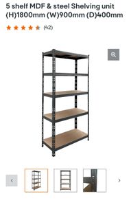 5 Shelf MDF & Steel Shelving unit (H)1800mm (W)900mm (D)400mm