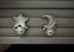 Moon and Star Pearl earrings