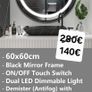 LED Bathroom Mirror Black Frame Antifog Defogger Image 2