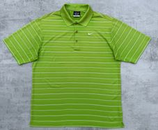 Green & White Striped Nike Golf Polo T-Shirt