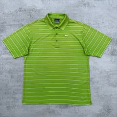 Green & White Striped Nike Golf Polo T-Shirt