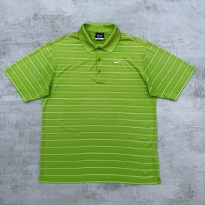 Green & White Striped Nike Golf Polo T-Shirt