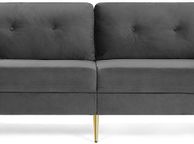 main image for ad 3-seater sofa, couch for living room, cover made of velvet, for apartments, small rooms, wooden frame, metal legs, simple structure, modern design, 183 x 78 x 88 cm, gray