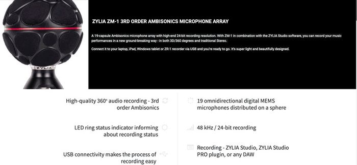 Zylvia ZM-1 & ZR-1 Ambisonic microphone & recording system