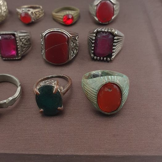 Collectible Antique Brass Rings 15 Mixed Vintage Handmade Designs