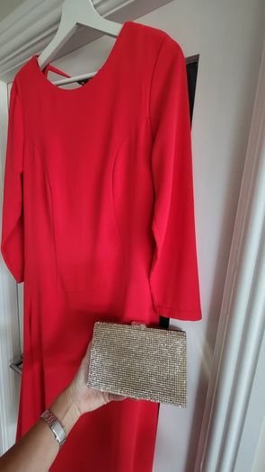 Kate Cooper coral asymmetrical dress Sz 10UK