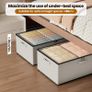 63L Under Bed Storage on Wheels, 2 Pack Rolling Underbed Storage Bins, Grey Under Bed Storage Box with Lid & Label, Underbed Storage Boxes for Clothes, Shoes, Blankets, Toys Image 3