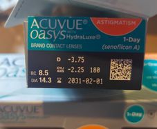 Toric Contact Lenses -4.5 and -3.75