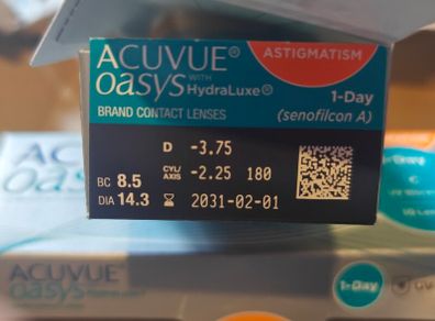 Toric Contact Lenses -4.5 and -3.75