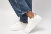 Frankie Embossed Lace Up Trainers  White