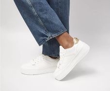 Frankie Embossed Lace Up Trainers  White