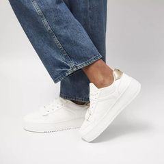 Frankie Embossed Lace Up Trainers  White
