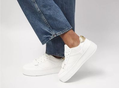 Frankie Embossed Lace Up Trainers  White
