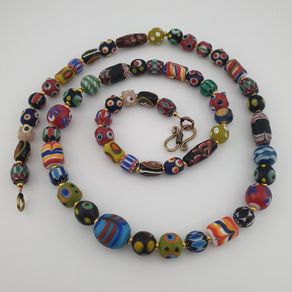 Antique Venetian Style MultiColor Mix Glass Beads Necklace