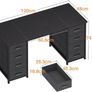 Computer Desk with 8 Fabric Drawers, Office Desk with Storage 120 x 48 cm Black Home Office Desk, PC Study Desk for Bedroom and Living Room Compact Work Table with More Storage Space Image 4