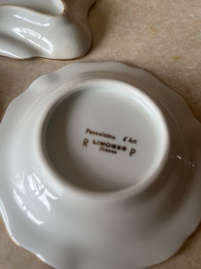 Limoges France 0porcelainTrinket Dish & 2 Limoges Ashtrays