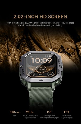 Smart Watch 5ATM Waterproof Inch Full HD Military Watch with Blood Pressure, Smart Watch Men with Heart Rate SpO2 Sleep Monitor Pedometer, 100+ Sports Modes Sports Watch