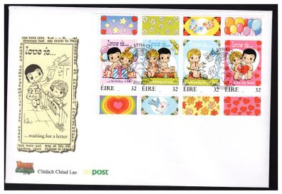 1998 Ireland Greetings Stamps Booklet Pane An Post First Day Cover (FDC)