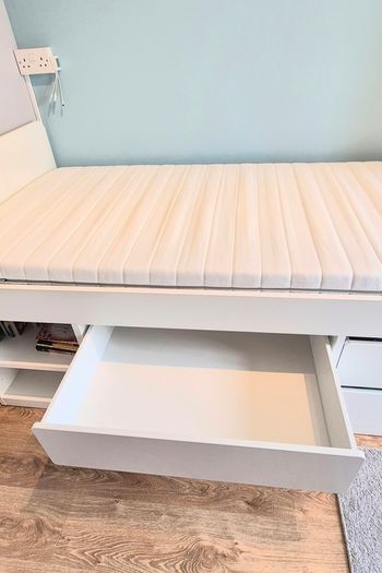 Single bed with mattress and storage
