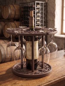 3D Printed Wine Bottle & Wine Glass Holder Elegant Tabletop Display