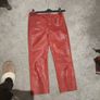 real leather suede red trousers Image 2