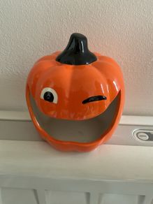 Ceramic pumpkin tea light holder- Halloween decoration